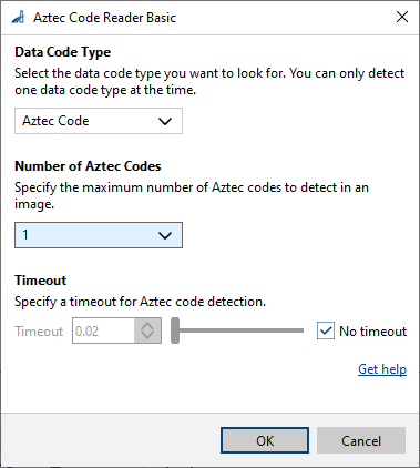 Aztec Code Reader Basic vTool Settings