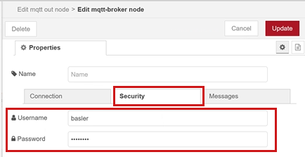 Siemens Flow Creator: Editing User Credentials in MQTT Broker Topic