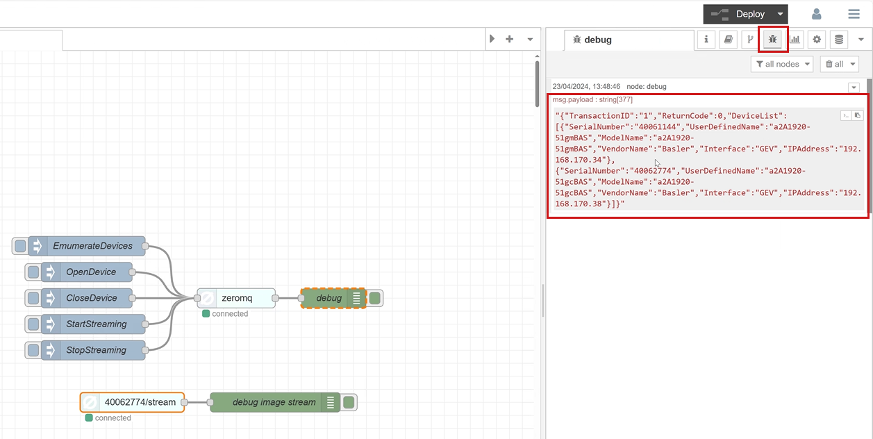 Siemens Flow Creator: ZMQ Replies in Debug Mode