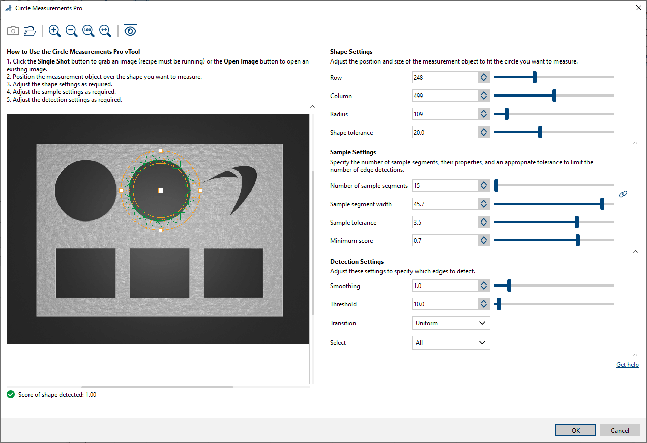 Circle Measurements Pro vTool Settings