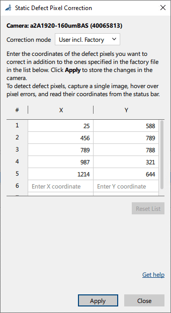 Entering Pixel Coordinates