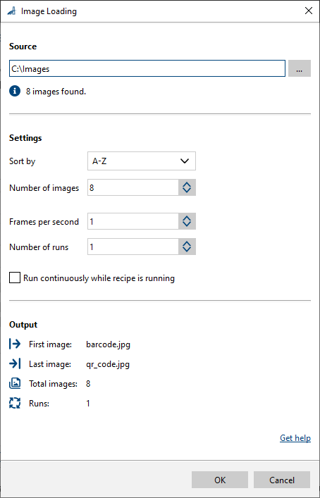 Image Loading vTool Settings