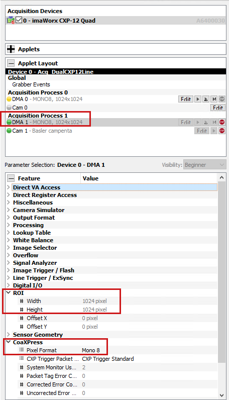 Frame Grabber Parameters