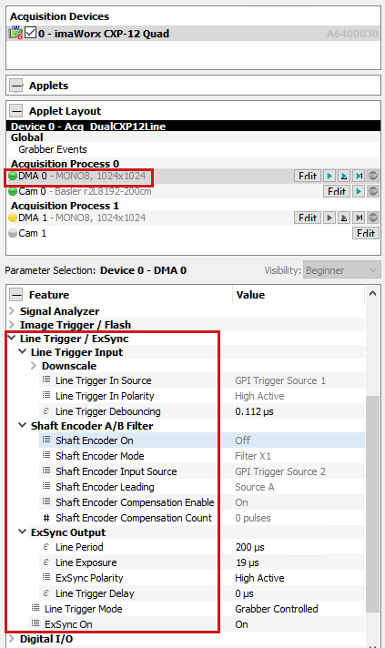 Trigger Parameters in microDisplay X