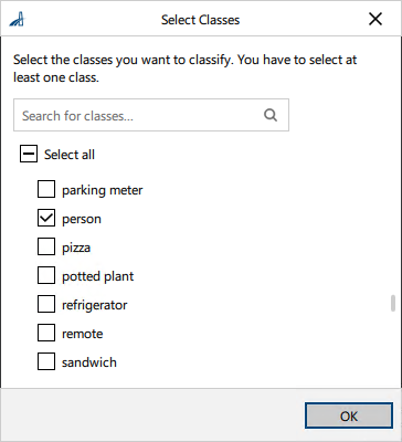 Select Classes Dialog