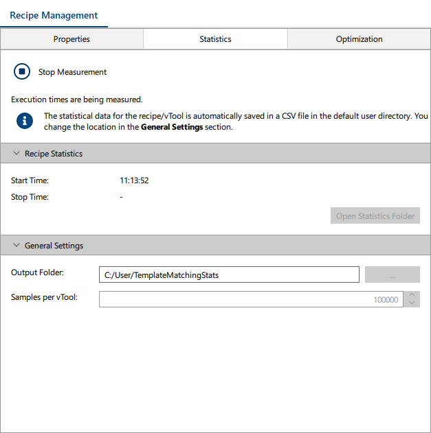 Recipe Management - Statistics Tab