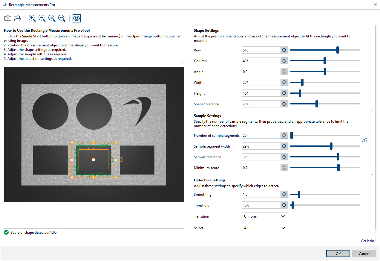 Rectangle Measurements Pro vTool Settings