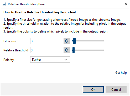 Relative Thresholding vTool Settings