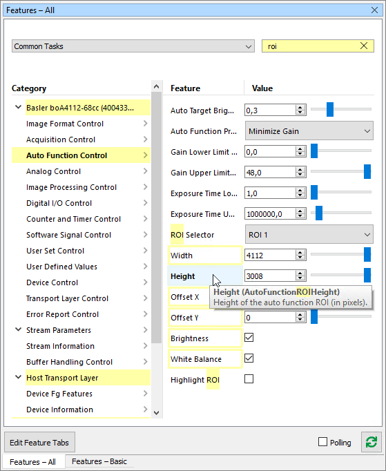 Search Results in Feature Tree