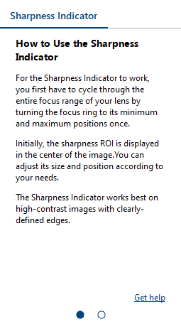 Sharpness Indicator Pane