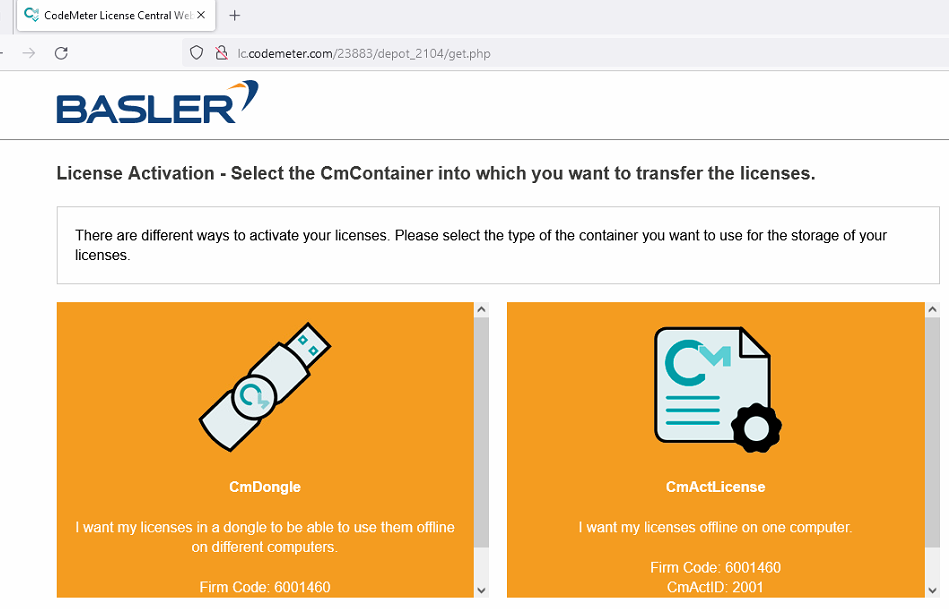 Activating Licenses: Selecting Dongle