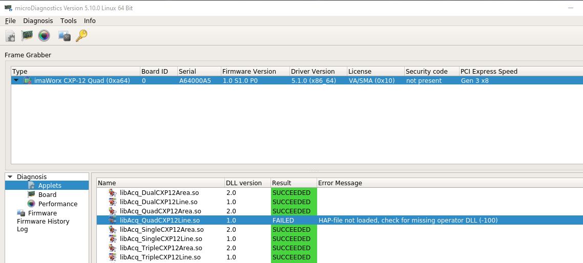 Error Message in microDiagnostics