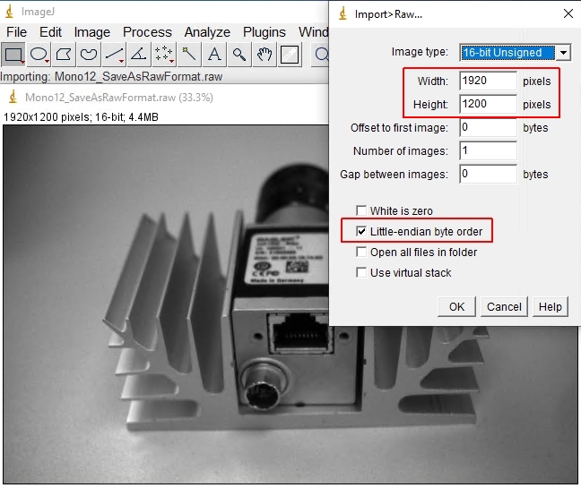 Settings in ImageJ