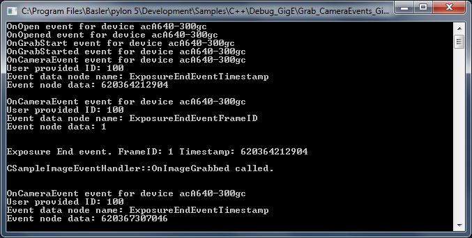 Grab CameraEvents Sample Code