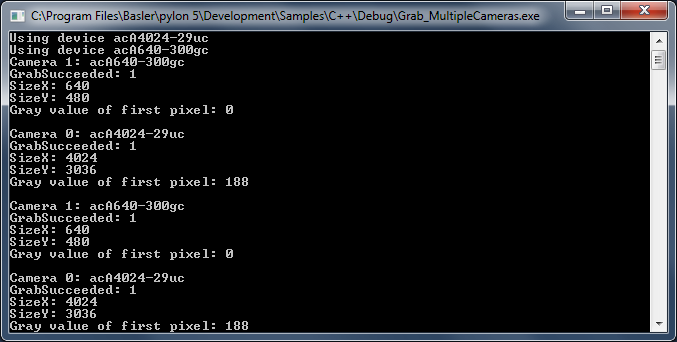 Grab_MultipleCameras Sample Code