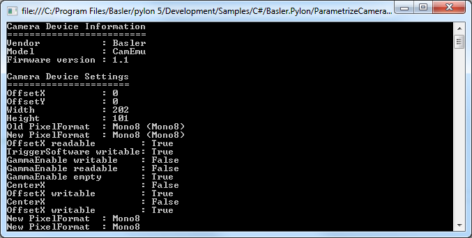 ParametrizeCamera Sample Code